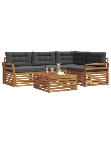Set di divani da esterno con cuscino 5 pcs Naturale e Antracite