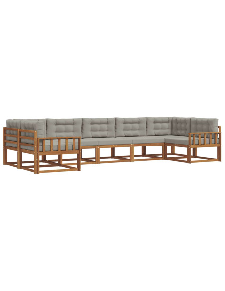 Set di divani da esterno 7 pcs Grigio Naturale e Chiaro