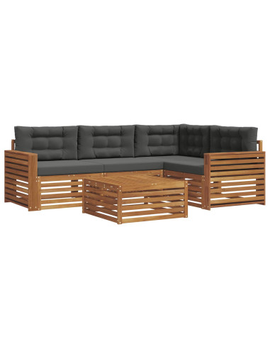 Set di divani da esterno con cuscino 5 pcs Naturale e Antracite