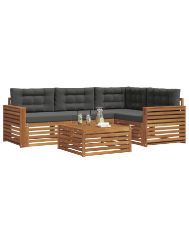 Set di divani da esterno con cuscino 5 pcs Naturale e Antracite