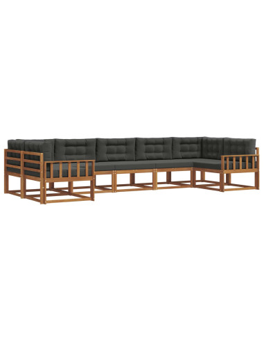 Set di divani da esterno con cuscino 7 pcs Naturale e Antracite