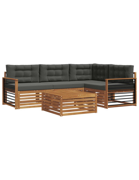 Set di divani da esterno con cuscino 5 pcs Naturale e Antracite