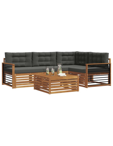 Set di divani da esterno con cuscino 5 pcs Naturale e Antracite