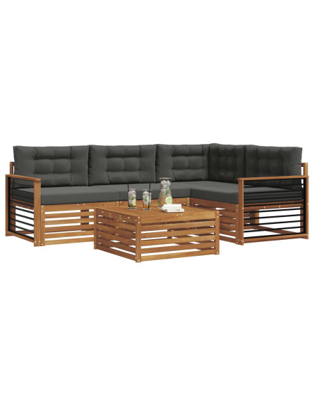 Set di divani da esterno con cuscino 5 pcs Naturale e Antracite