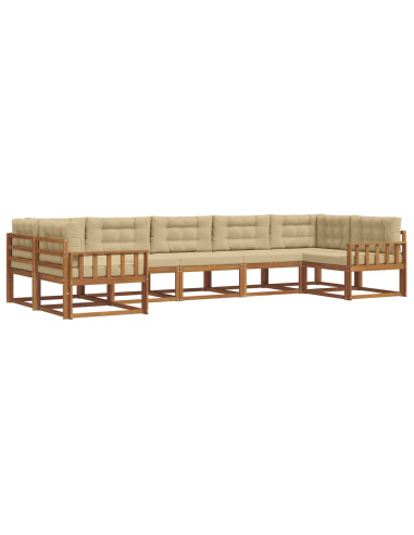 Set di divani da esterno con cuscino 7 pcs Naturale e Beige