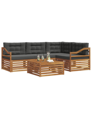 Set di divani da esterno con cuscino 5 pcs Naturale e Antracite