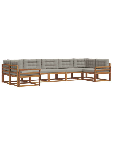 Set di divani da esterno 7 pcs Grigio Naturale e Chiaro