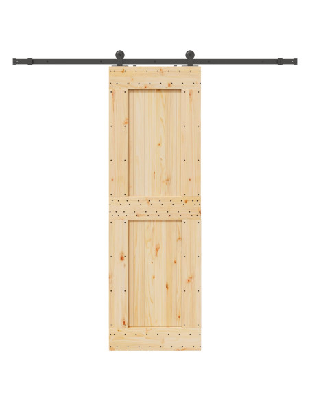 Porta scorrevole NARVIK Naturale e Nero 70 x 210 cm (213,5 cm)