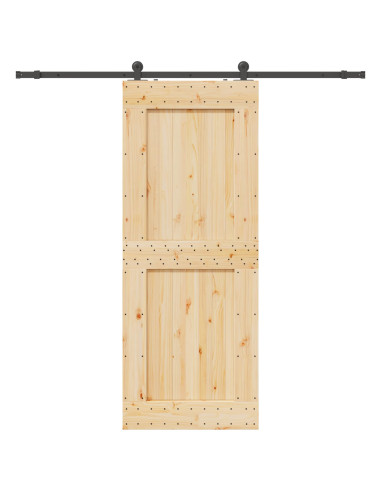Porta scorrevole NARVIK Naturale e Nero 90 x 210 cm (213,5 cm)