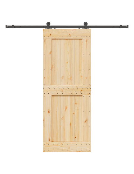 Porta scorrevole NARVIK Naturale e Nero 90 x 210 cm (213,5 cm)