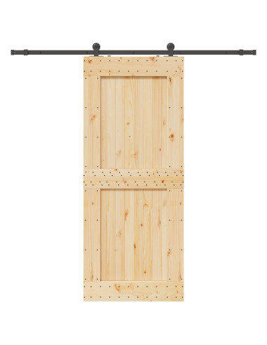 Porta scorrevole NARVIK Naturale e Nero 95 x 210 cm (213,5 cm)