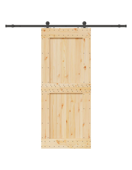 Porta scorrevole NARVIK Naturale e Nero 95 x 210 cm (213,5 cm)