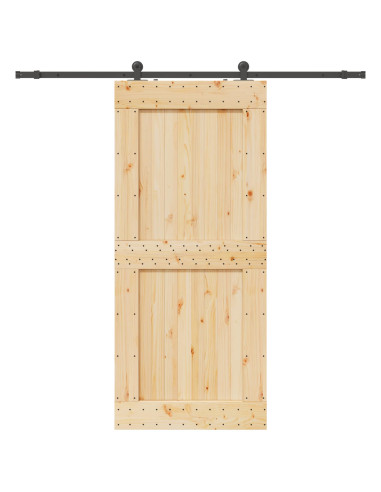 Porta scorrevole NARVIK Naturale e Nero 100 x 210 cm (213,5 cm)