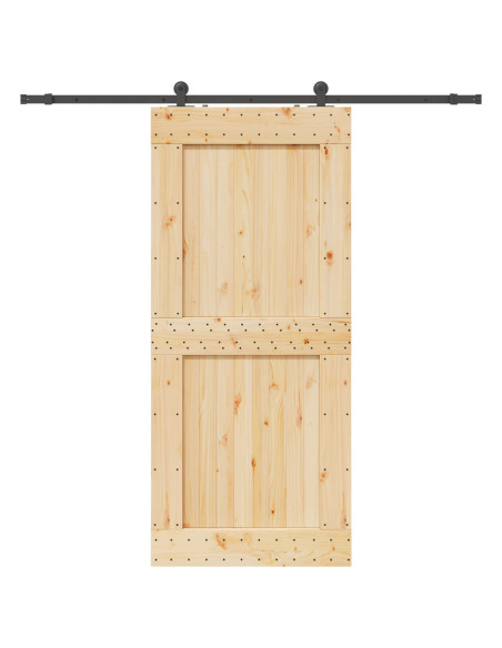 Porta scorrevole NARVIK Naturale e Nero 100 x 210 cm (213,5 cm)