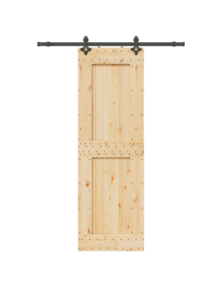Porta scorrevole NARVIK Naturale e Nero 70 x 210 cm (152,5 cm)