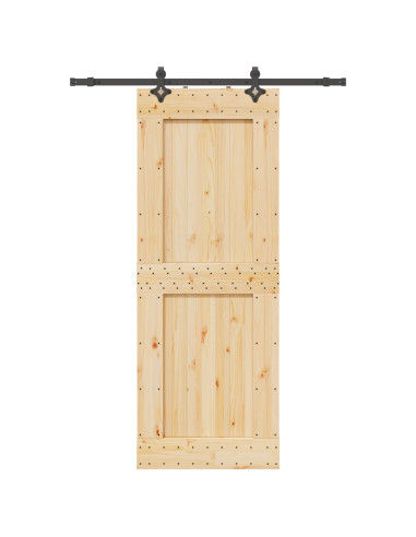 Porta scorrevole NARVIK Naturale e Nero 85 x 210 cm (152,5 cm)
