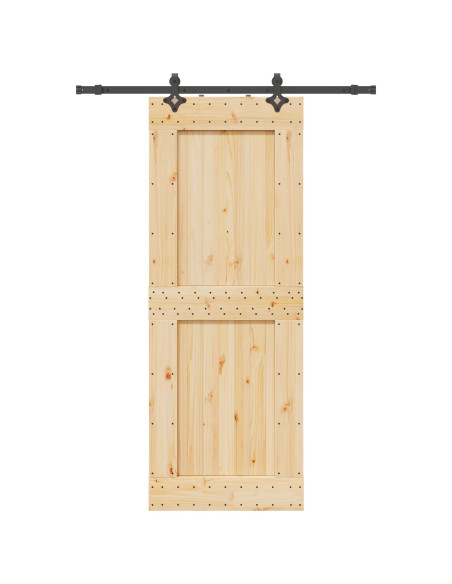 Porta scorrevole NARVIK Naturale e Nero 85 x 210 cm (152,5 cm)