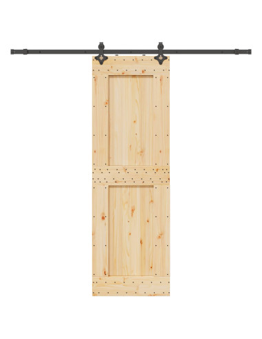 Porta scorrevole NARVIK Naturale e Nero 70 x 210 cm (213,5 cm)