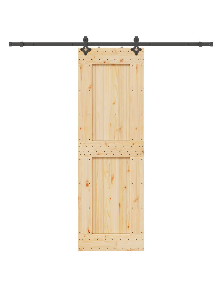 Porta scorrevole NARVIK Naturale e Nero 70 x 210 cm (213,5 cm)