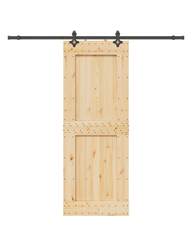 Porta scorrevole NARVIK Naturale e Nero 85 x 210 cm (213,5 cm)