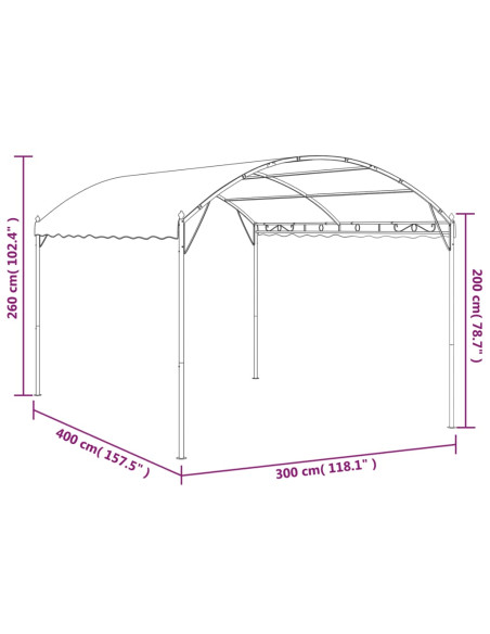 Gazebo 4x3x2,6 m Grigio Talpa 180 g/m²