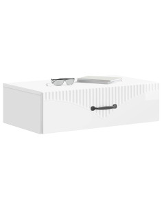 Tavolino da Parete Laterale Bianco Lucido 59 x 34,5 x 17 cm 2