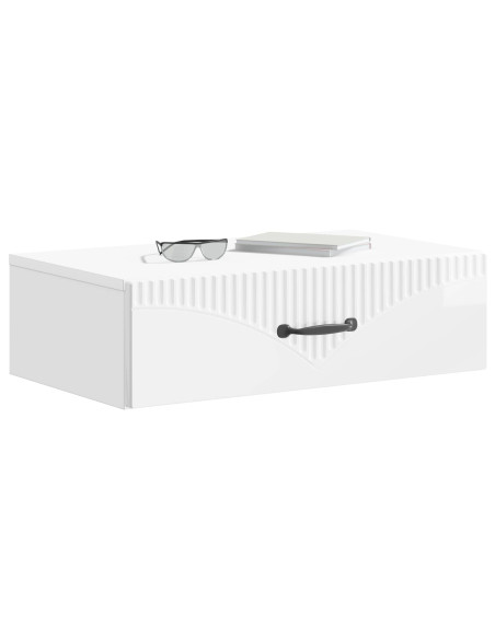 Tavolino da Parete Laterale Bianco Lucido 59 x 34,5 x 17 cm