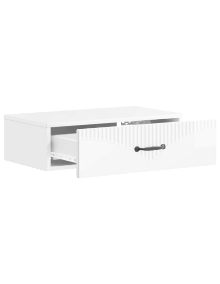 Tavolino da Parete Laterale Bianco Lucido 59 x 34,5 x 17 cm