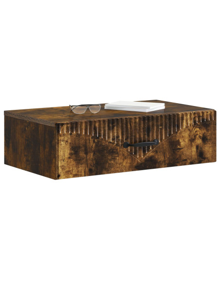 Tavolino da Parete Laterale Rovere Fumo 59 x 34,5 x 17 cm