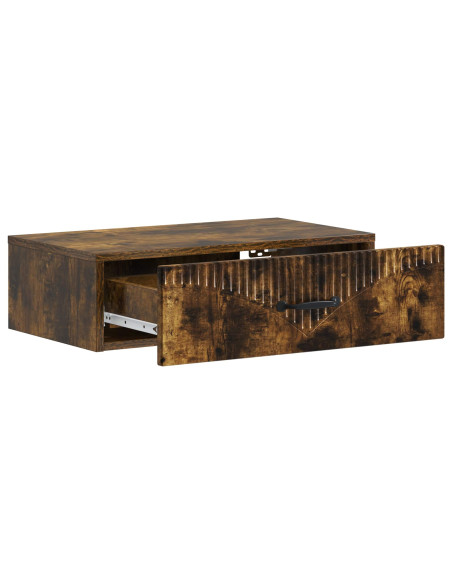 Tavolino da Parete Laterale Rovere Fumo 59 x 34,5 x 17 cm