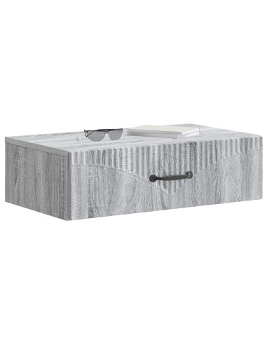 Tavolino da Parete Laterale Grigio Sonoma 59 x 34,5 x 17 cm