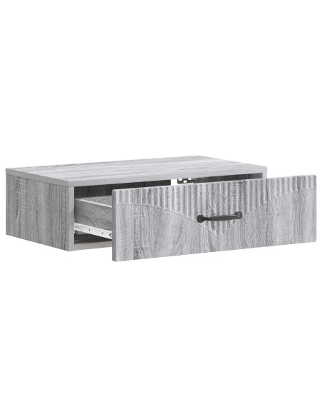 Tavolino da Parete Laterale Grigio Sonoma 59 x 34,5 x 17 cm