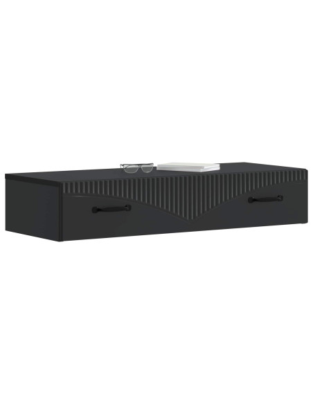 Tavolino da Parete Laterale Nero 87,5 x 34,5 x 17 cm