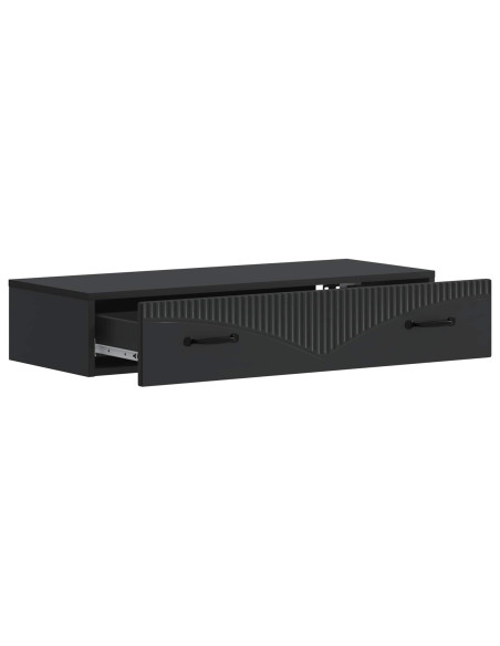 Tavolino da Parete Laterale Nero 87,5 x 34,5 x 17 cm