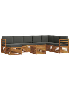 Set divani 9 pcs Naturale e Antracite Legno di Acacia Massello 2