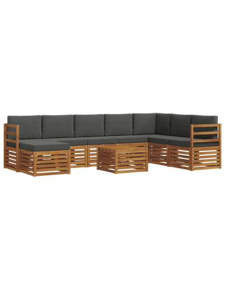 Set divani 9 pcs Naturale e Antracite Legno di Acacia Massello
