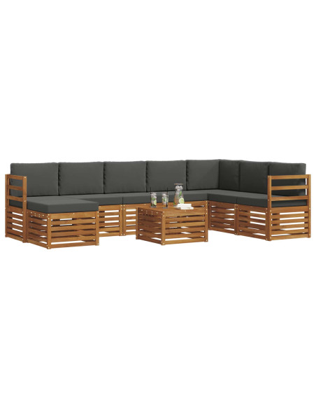 Set divani 9 pcs Naturale e Antracite Legno di Acacia Massello