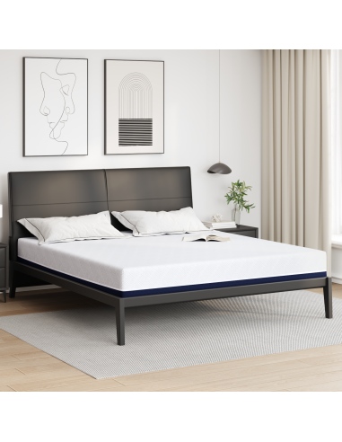 Materasso Bianco e Blu 200 x 200 cm Tessuto Jacquard