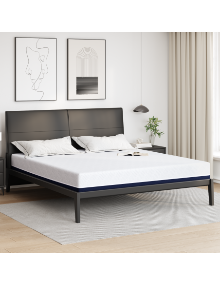 Materasso Bianco e Blu 200 x 200 cm Tessuto Jacquard