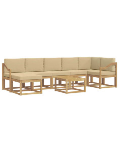 Set di divani da esterno 8 pcs Bianco e Beige Poliestere 2