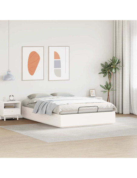 Letto ottomano Bianco 120 x 190 cm Legno di pino massiccio