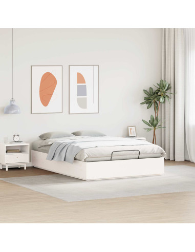 Letto ottomano Bianco 140 x 190 cm Legno di pino massiccio