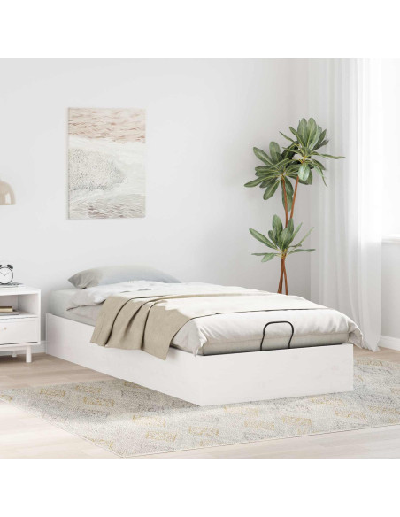 Telaio del Letto Ottomano con Ripostiglio Bianco 90 x 190 cm