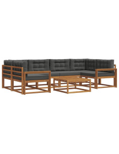 Set di divani da esterno con cuscino 7 pcs Naturale e Antracite 2