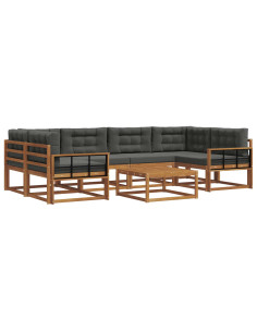 Set di divani da esterno con cuscino 7 pcs Naturale e Antracite 2