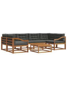 Set di divani da esterno con cuscino 7 pcs Naturale e Antracite 2