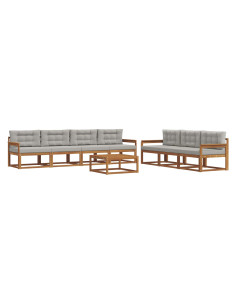 Set di divani da esterno 8 pcs Grigio Naturale e Chiaro 2