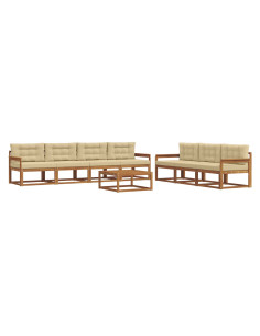 Set di divani da esterno con cuscino 8 pcs Naturale e Beige 2