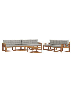 Set di divani da esterno 8 pcs Grigio Naturale e Chiaro 2