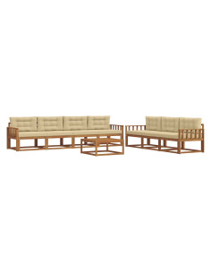 Set di divani da esterno con cuscino 8 pcs Naturale e Beige 2